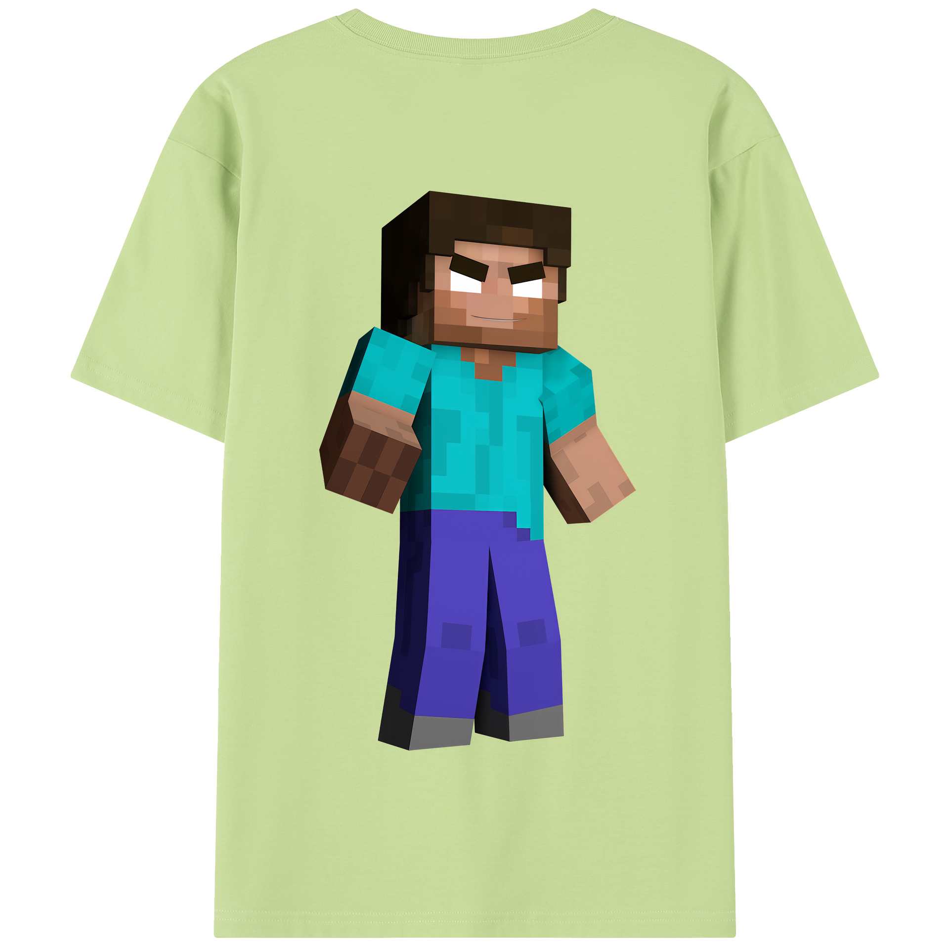 （画像用） マインクラフト ブロックの世界 Minecraft MC Block world 綿100％半袖Tシャツ（背面プリント）